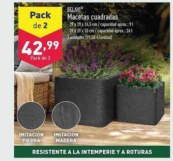 ALDI Belavi macetas cuadradas oferta