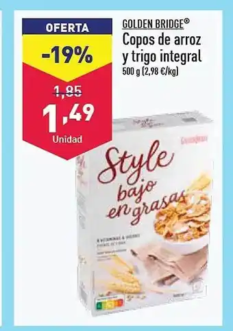 ALDI Golden bridge copos de arroz y trigo integral oferta