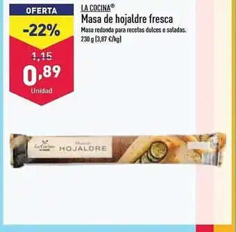 ALDI La cocina masa de hojaldre fresca oferta