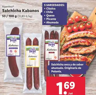 Lidl Salchicha Kabanos 53/100 g oferta