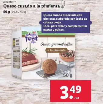Lidl Queso Curado A La Pimienta 50 g oferta