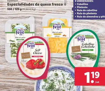 Lidl Especialidade De queso Fresco 100/125 g oferta