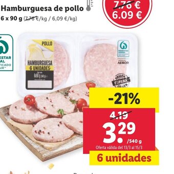 Lidl Hamburguesa De Pollo oferta