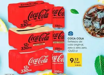 Eroski Coca cola refresco de cola original zero o zero zero oferta