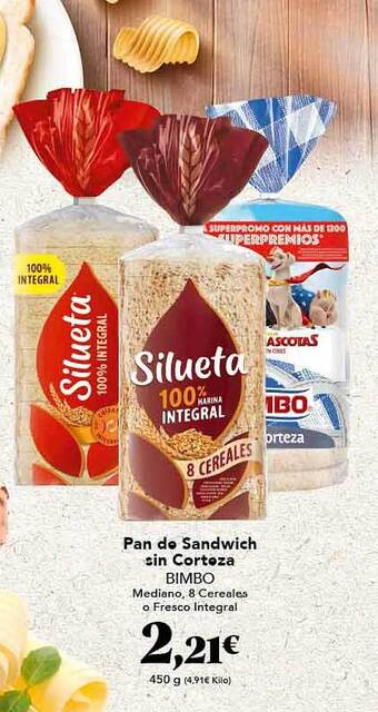 Gadis Pan de sandwich sin corteza bimbo oferta