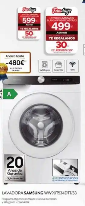 Euronics Lavadora samsung ww90ts34dtt-s3 oferta