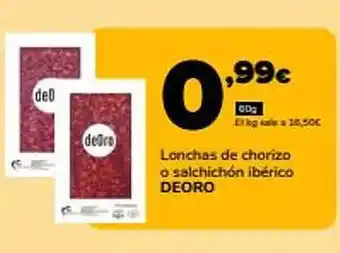 Supeco Lonchas de horizo o salchichón ibérico deoro oferta