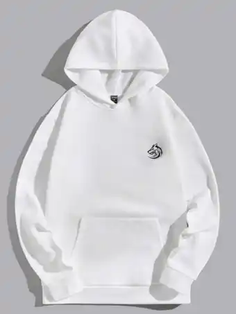 Shein Shein hombres capucha con estampado de dibujos animados con bolsillo de canguro oferta