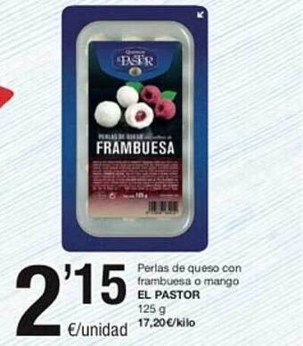 SPAR Fragadis Perlas de queso con frambuesa o mango el pastor oferta