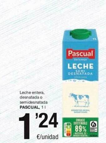 SPAR Fragadis Leche entera, desnatada o semidesnatada pascual oferta