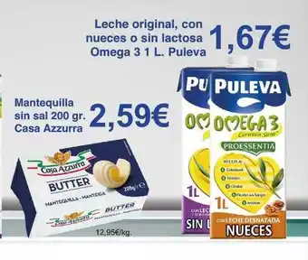 Spar La Palma Mantequilla sin sal casa azzurra leche original, con nueces o sin lactosa omega 3 puleva oferta