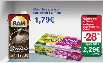 Spar La Palma Chocolate a la taza tradicional ram gelatina sin azúcar + colágeno kalise oferta