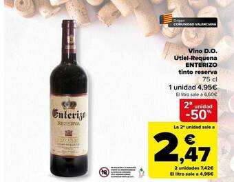 Carrefour Vino d.o. utiel-requena enterizo tinto reserva oferta