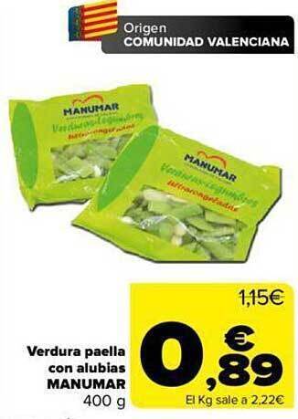 Carrefour Verdura paella con alubias manumar oferta
