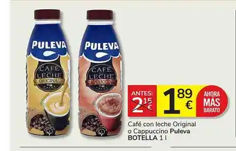 Consum Café con leche original o cappuccino puleva botella oferta