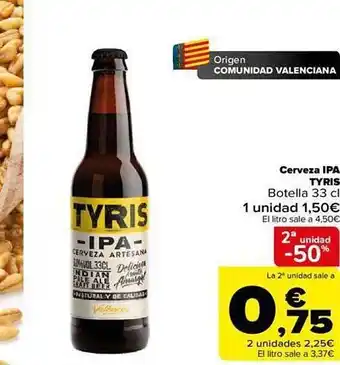 Carrefour 2a unidad -50% cerveza ipa tyris oferta