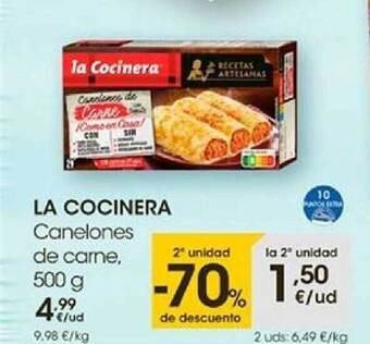 Eroski 2a unidad -70% de descuento la cocinera canelones de carne oferta