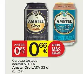 Consum Cerveza tostada normal o 0,0% amstel oro lata oferta