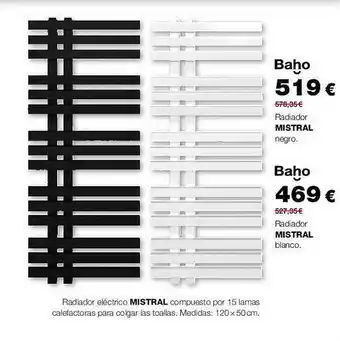 Grup Gamma Radiador mistral negro radiador mistral blanco oferta