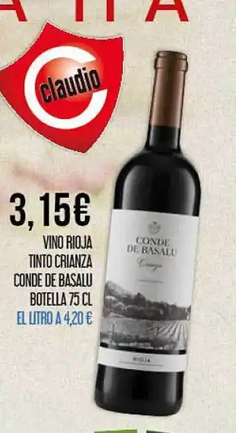 Claudio Vino rioja tinto crianza conde de basalu botella oferta