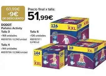 Costco Dodot pañales activity talla 3 oferta