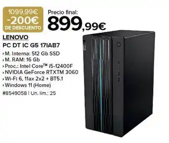 Costco Lenovo pc dt ic g5 17iab7 oferta