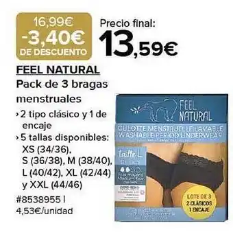 Costco Feel natural pack de 3 bragas menstruales oferta