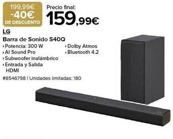 Costco Lg barra de sonido s40q oferta