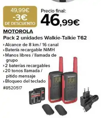 Costco Motorola pack 2 unidades walkie-talkie t62 oferta