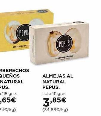 El Corte Inglés Berberechos pequenos al natural pepus almejas al natural pepus oferta