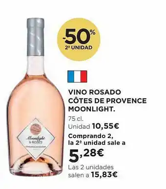 El Corte Inglés -50% 2a unidad vino rosado côtes de provence moonlight oferta