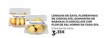 El Corte Inglés Lenguas de gato, florentinas de chocolate, diamantes de naranja o chocolate con flor de sal horno de cada día oferta