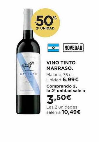 El Corte Inglés -50% 2a unidad vino tinto marraso oferta