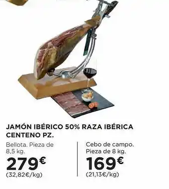 El Corte Inglés Jamón ibérico 50% raza ibérica centeno pz oferta
