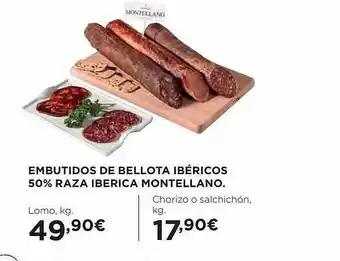 El Corte Inglés Embutidos de bellota ibéricos 50% raza iberica montellano oferta