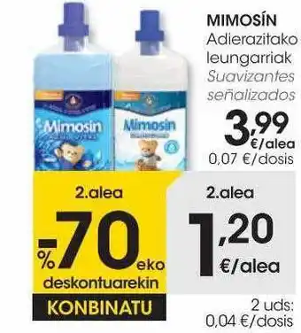 Eroski Mimosín suavizantes señalizados oferta