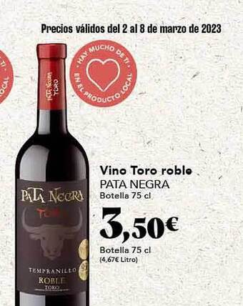 Gadis Vino toro roble pata negra oferta