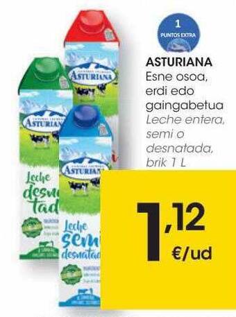 Eroski Asturiana leche entera semi o desnatada oferta