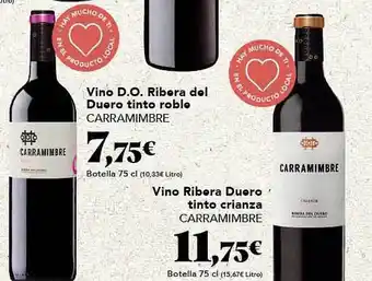 Gadis Vino d.o. ribera del duero tinto roble carramibmre vino ribera duero tinto crianza carramimbre oferta