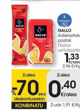 Eroski Gallo pastas señalizadas oferta