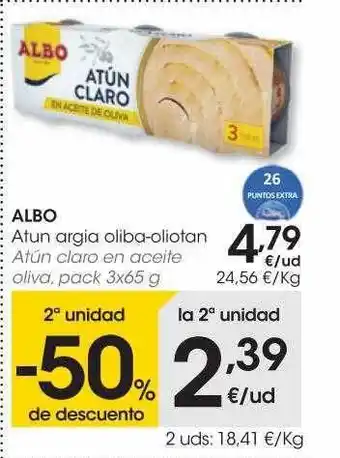 Eroski 2a unidad -50% de descuento albo atún claro en aceite oliva oferta