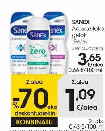 Eroski Sanex geles señalizados oferta