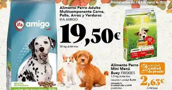 Gadis Alimento perro adulto multicomponente carne, pollo, arroz y verduras ifa amigo alimento perro mini menú buey friskies oferta
