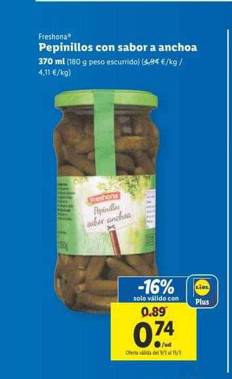 Lidl Freshona pepinillos con sabor a anchoa oferta