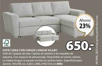 JYSK Sofá cama con chaise longue vejlby oferta