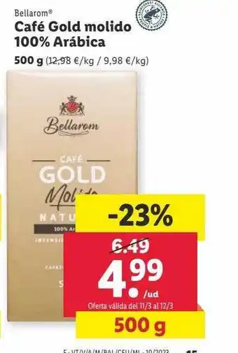 Lidl Bellarom café gold molido 100% arábica oferta