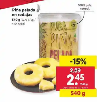 Lidl Piña pelada en rodajas oferta
