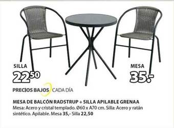 JYSK Mesa de balcón radstrup + silla apilable grenaa oferta