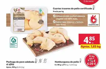 Lidl Cuartos traseros de pollo certificados oferta