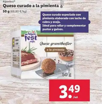 Lidl Alpenfest queso curado a la pimienta oferta
